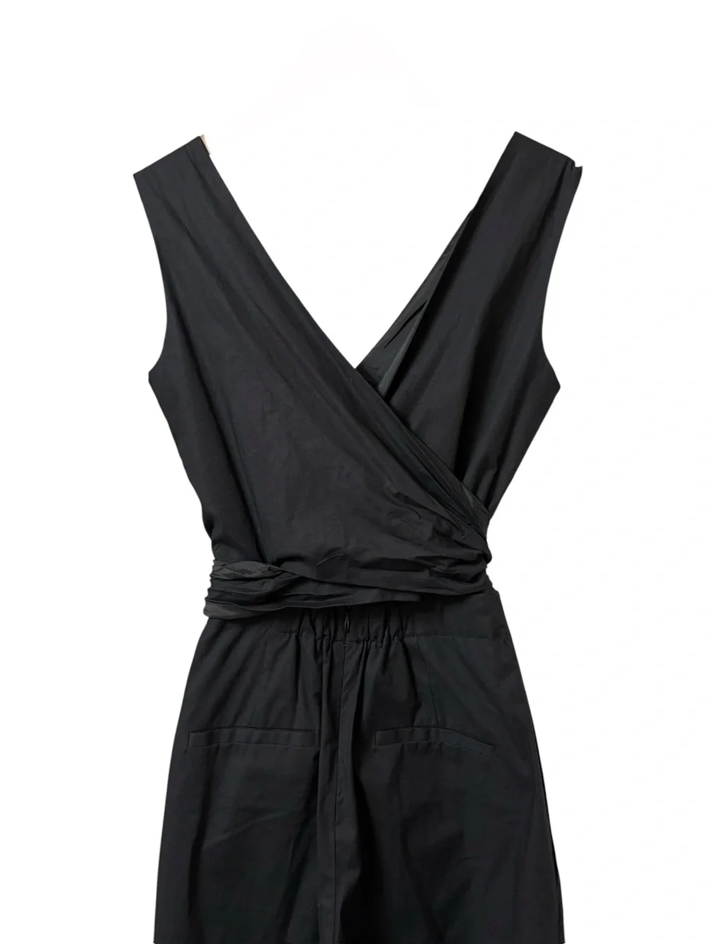 J.Crew black crop wide leg wrap tie stretch poplin tailored v neck jumpsuit 00